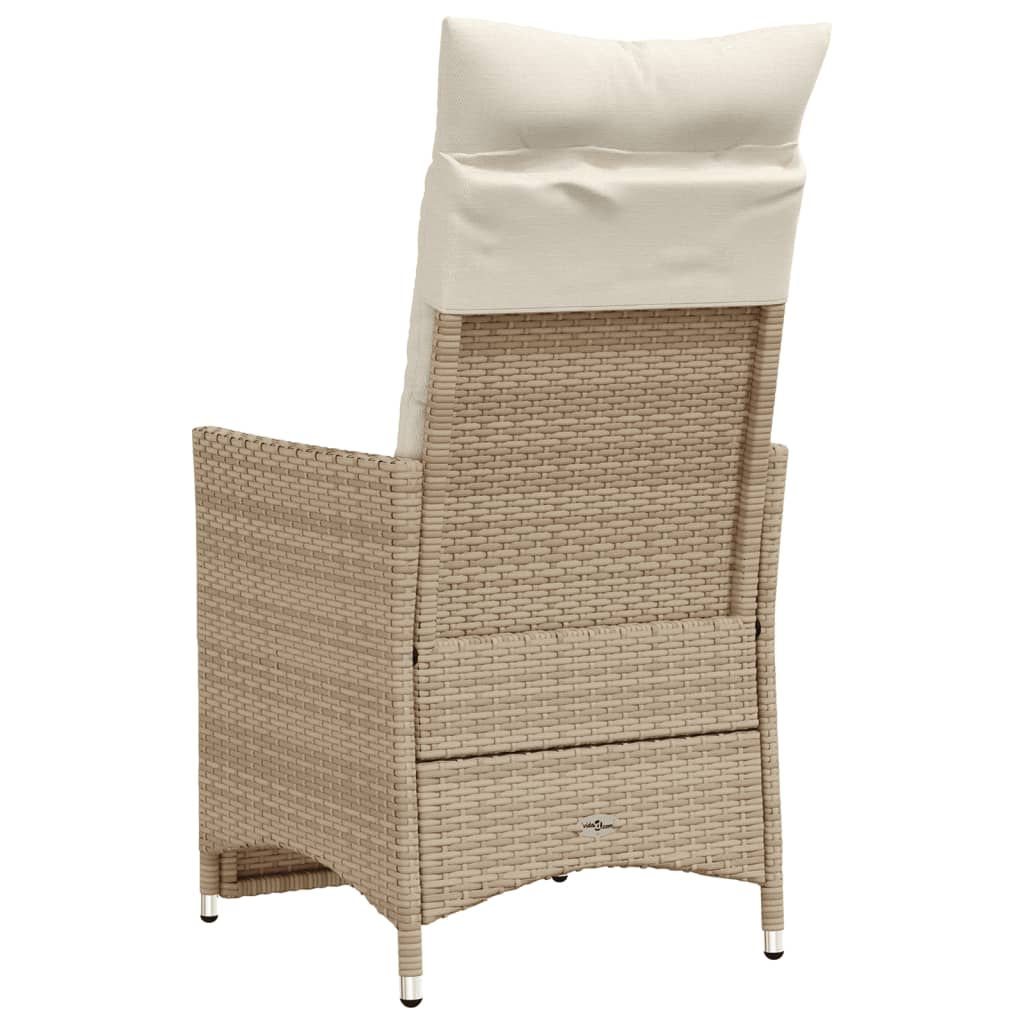 Gartensessel Verstellbar mit Kissen Schwarz Poly Rattan
