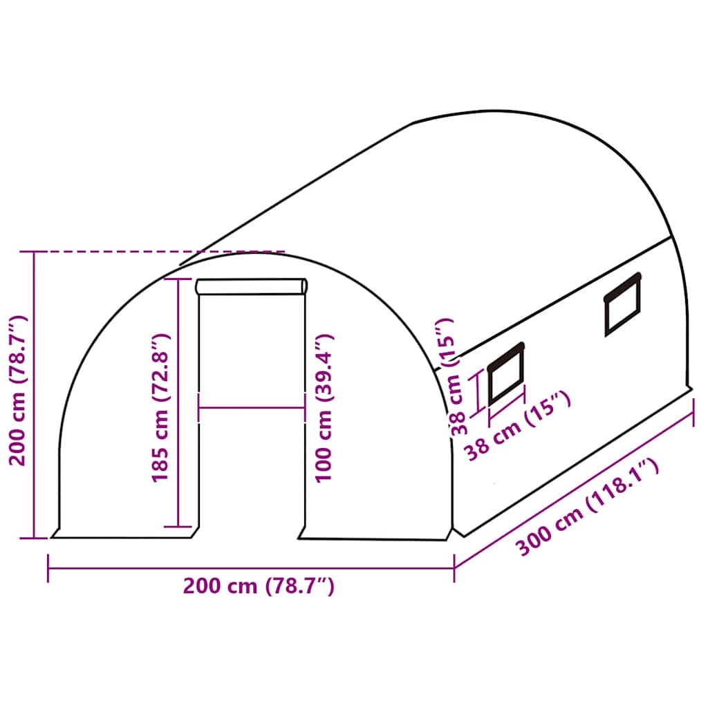 Ersatzabdeckung für Gewächshaus (4,5 m²) 300x150x200 cm Grün
