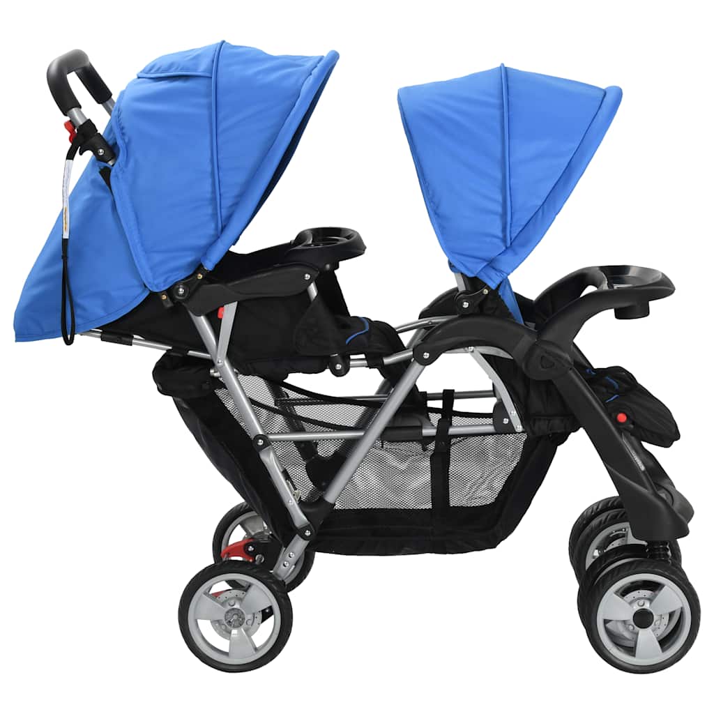 Tandem-Kinderwagen Stahl Rot und Schwarz