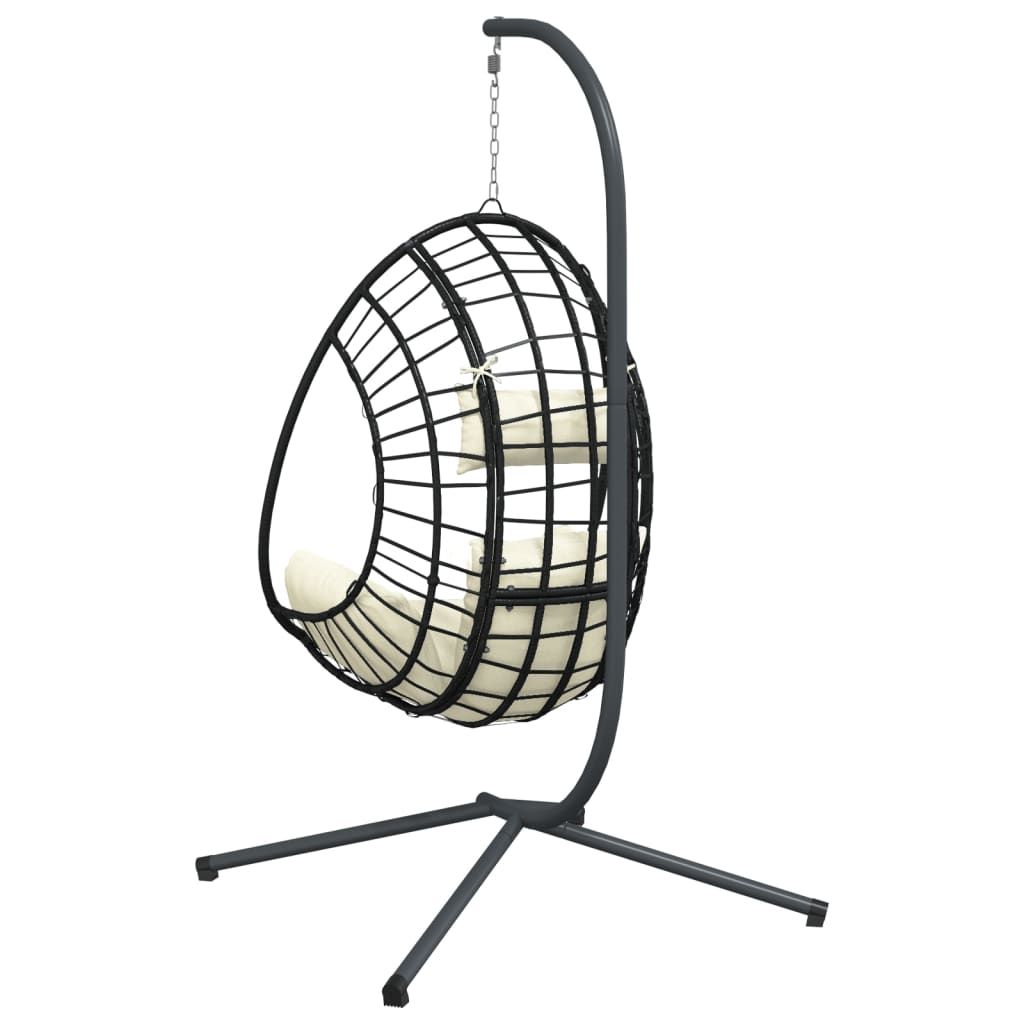 Hängesessel Ei-Design mit Ständer Anthrazit Rattan und Stahl