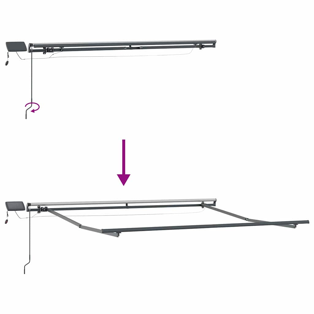 Markise Manuell Einziehbar mit LED 300x250 cm Blau und Weiß