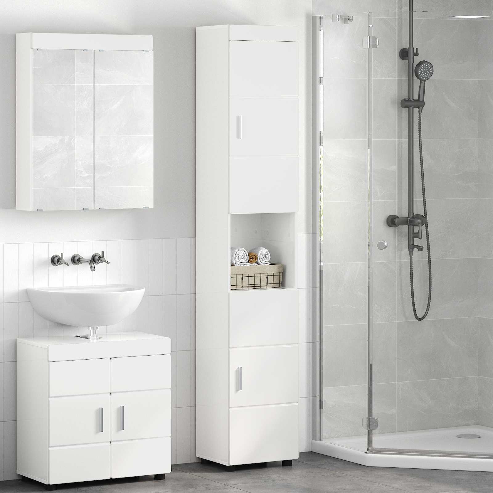 Badezimmermöbel-Set TULUM 2 pcs Weiß 60 x 34 x 63 cm