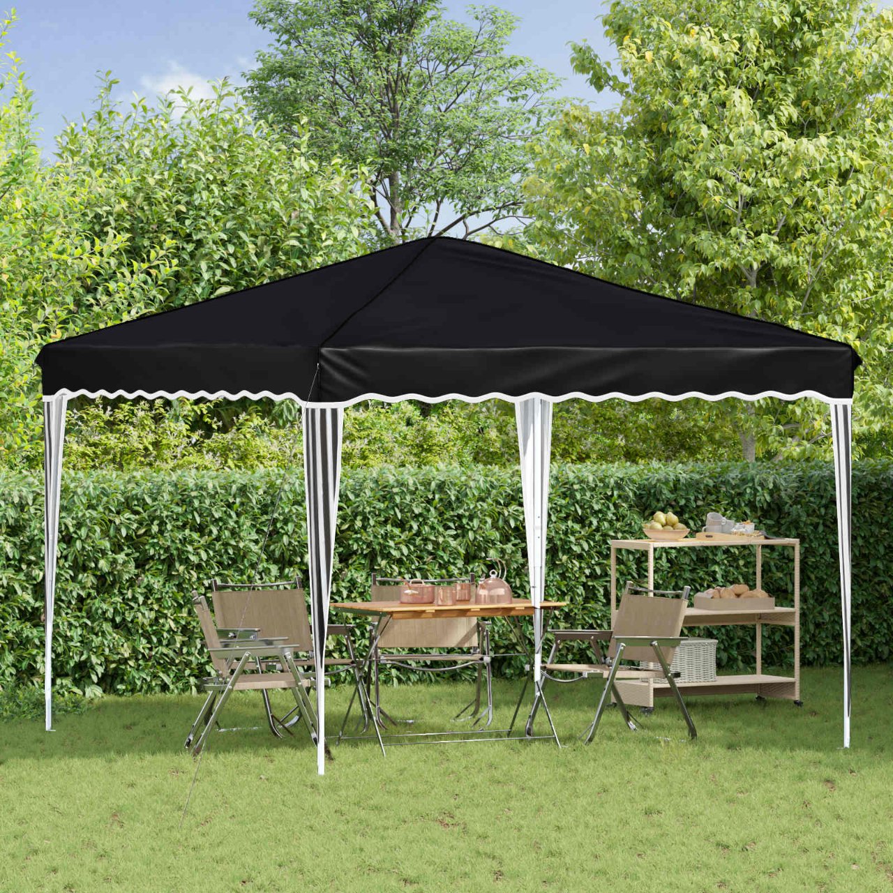 Pop-up Partyzelt 288 x 288 x 245 cm Creme Oxford-Stoff
