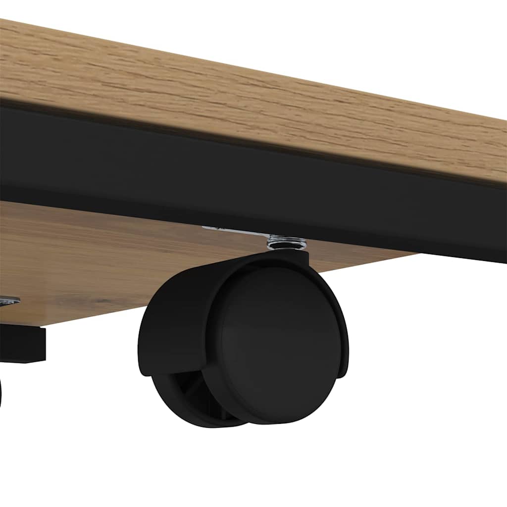 Beistelltisch mit Rollen Schwarz 50x35x55,5 cm Holzwerkstoff