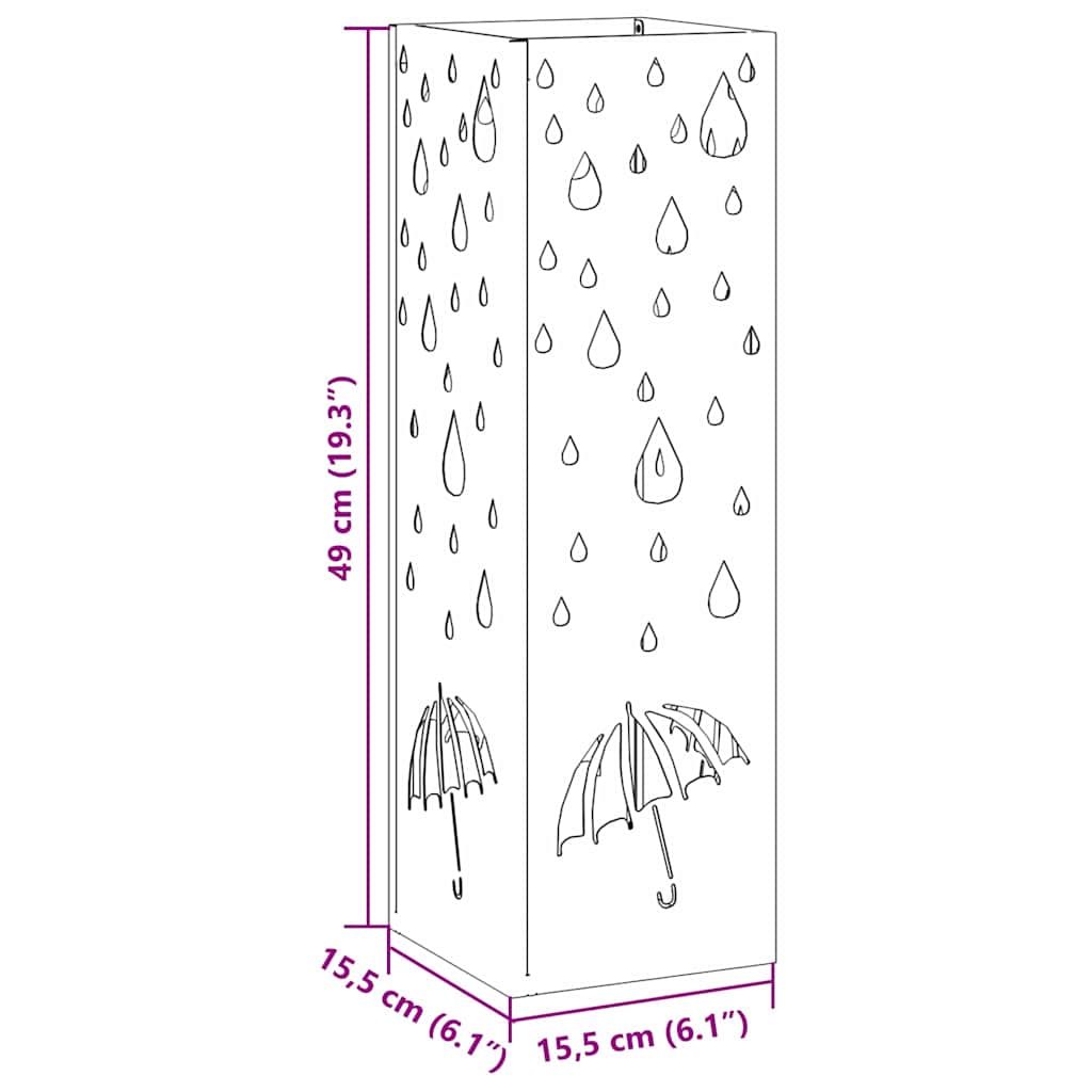 Regenschirmständer Schwarz 15,5 x 15,5 x 49 cm Stahl