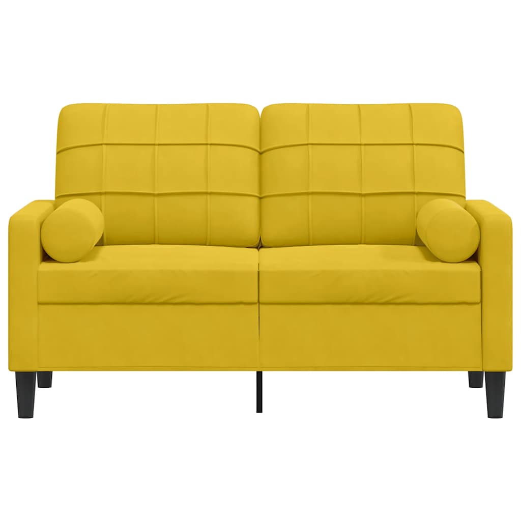 2-Sitzer-Sofa mit Zierkissen Hellgrau 120 cm Samt