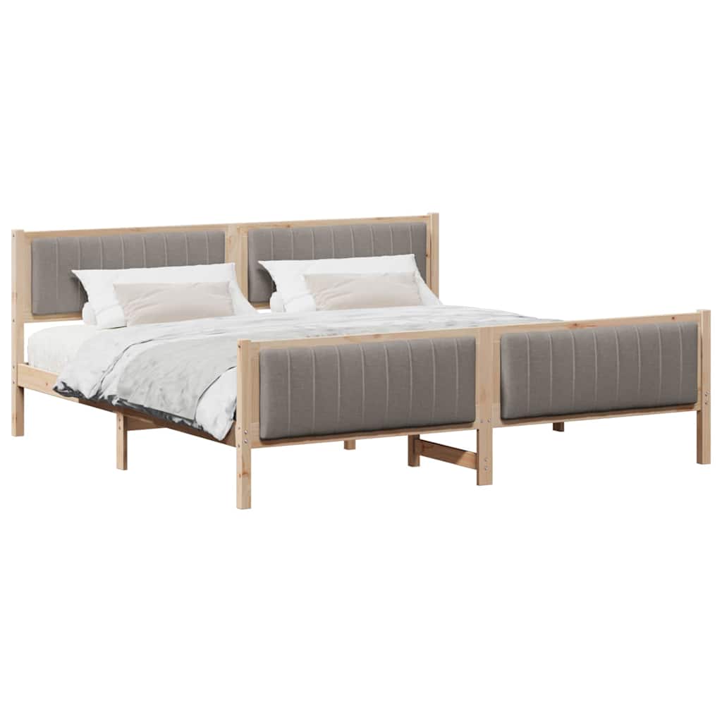 Bettgestell Braun und hellgrau 200 x 200 cm Massivholz Kiefer