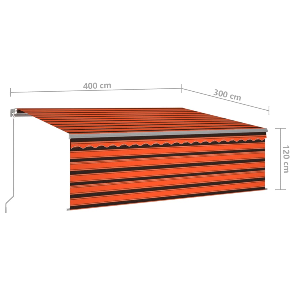 Markise Manuell Einziehbar mit Rollo 3x2,5 m Creme