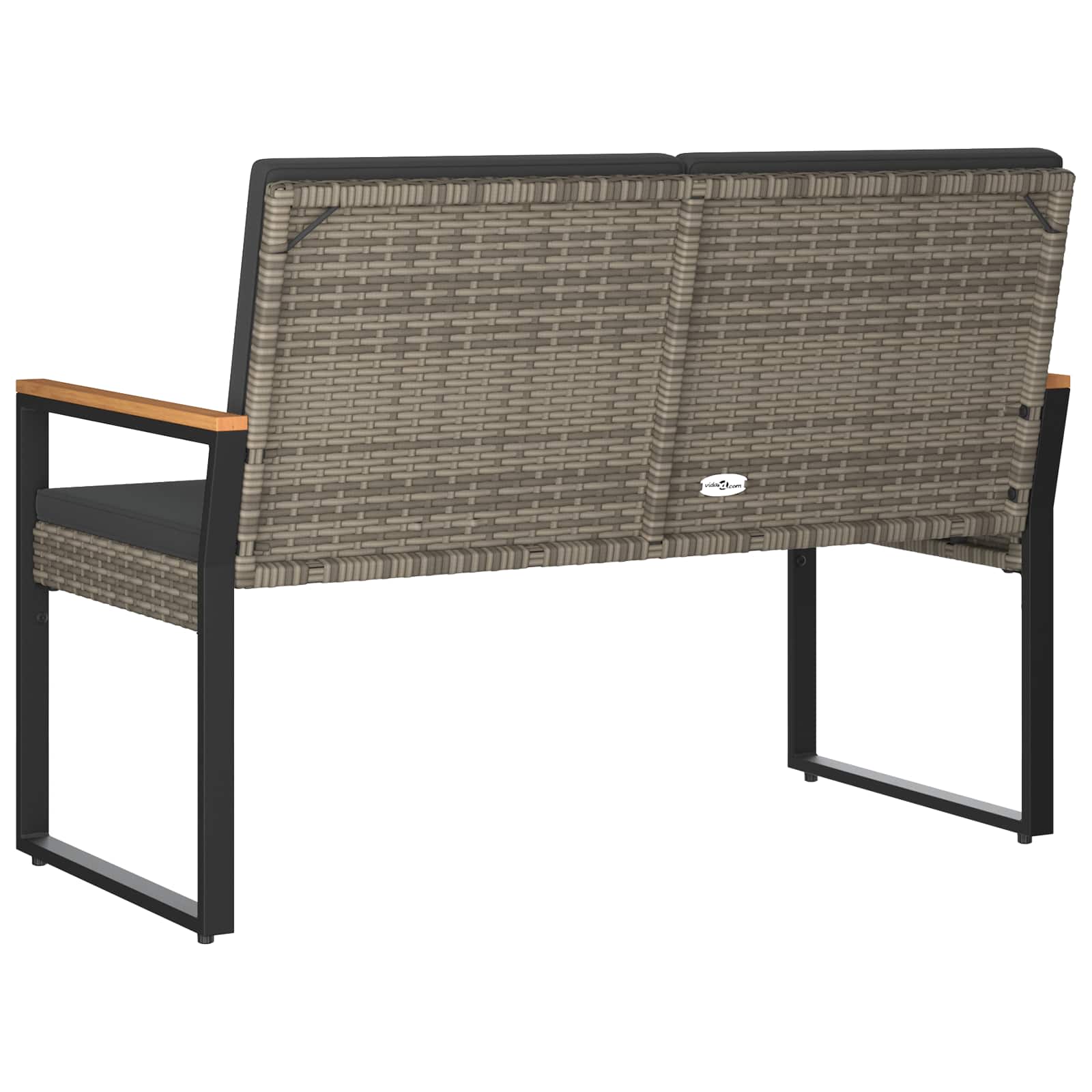 Bank Outdoor mit Kissen Schwarz 107 x 61 x 80 cm Poly-Rattan