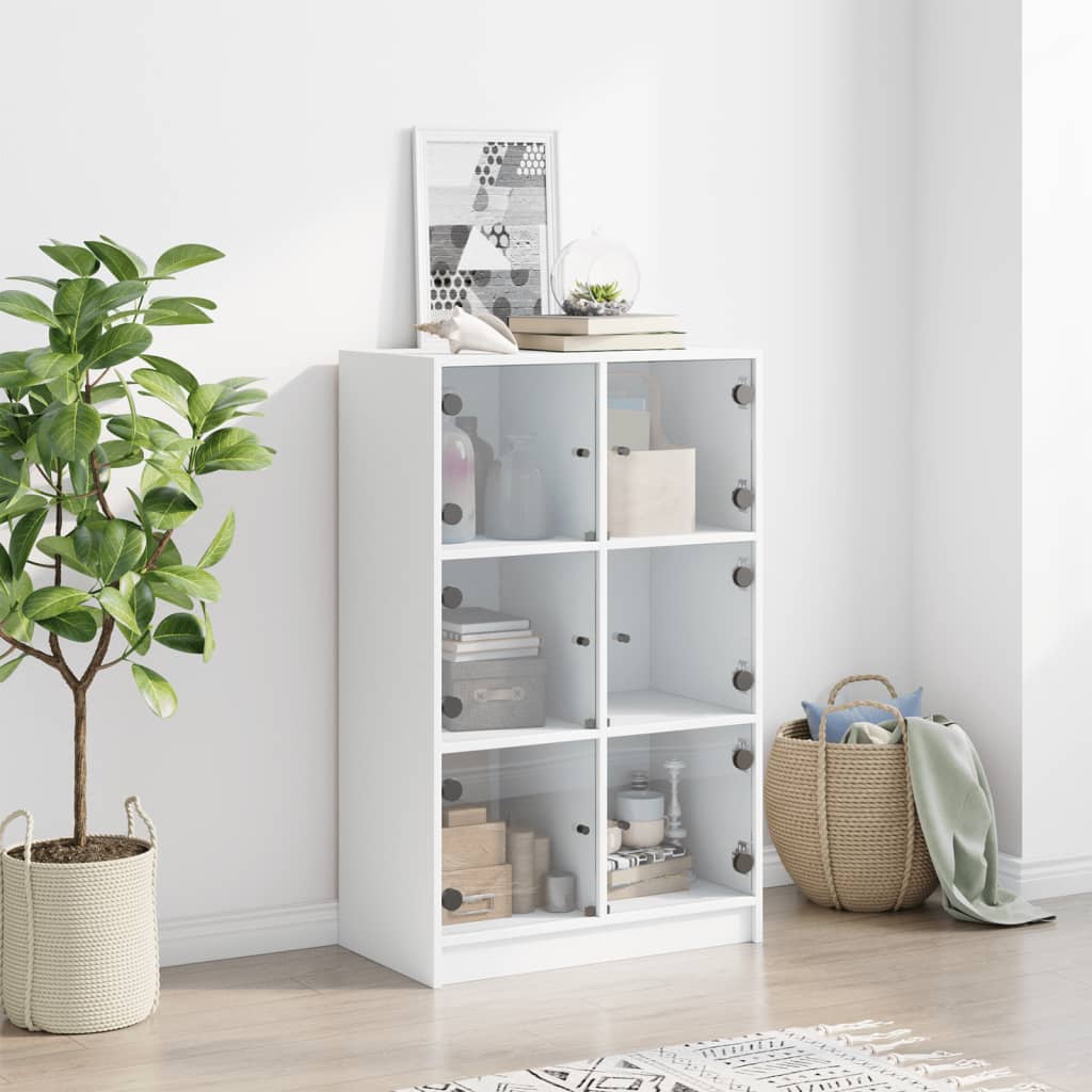 Bücherregal mit Türen Weiß 136x37x109 cm Holzwerkstoff