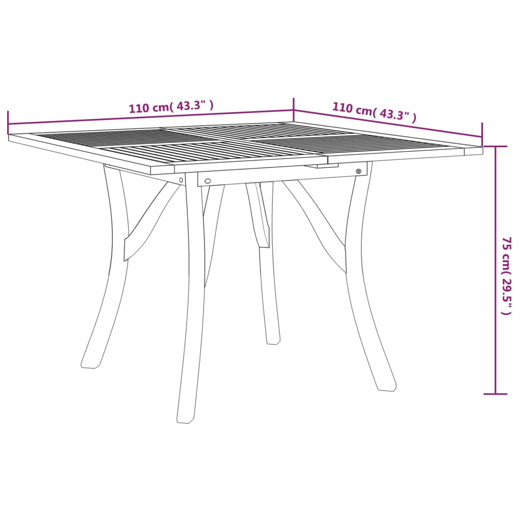 Gartentisch 85x85x75 cm Massivholz Akazie