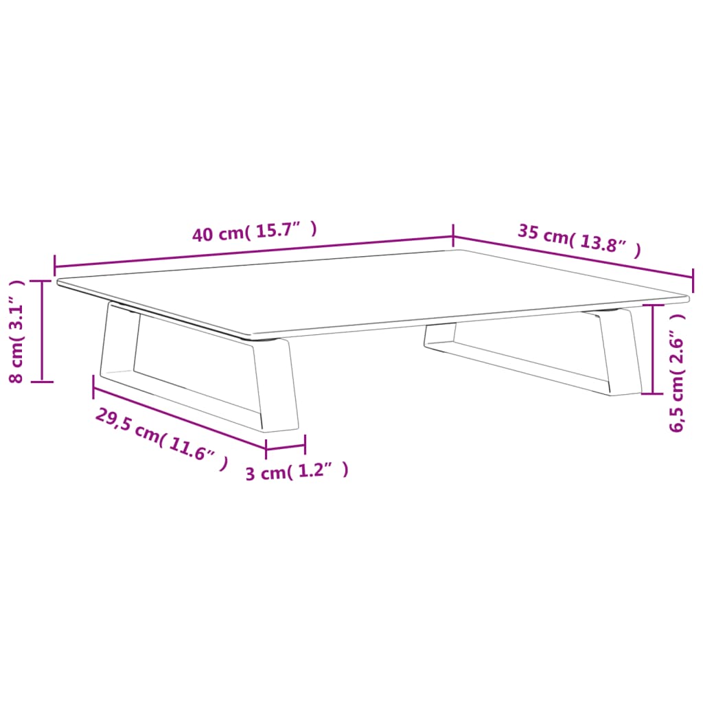 Monitorständer Weiß 60x20x8 cm Hartglas und Metall