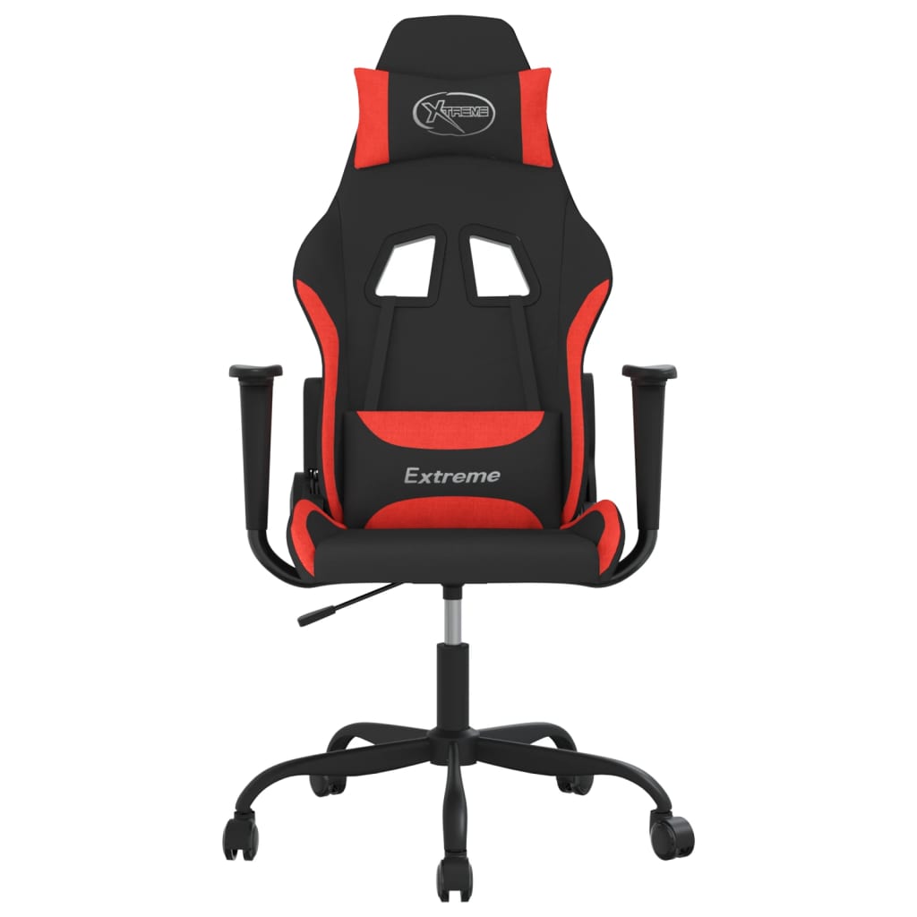 Gaming-Stuhl mit Massagefunktion Schwarz und Creme Stoff