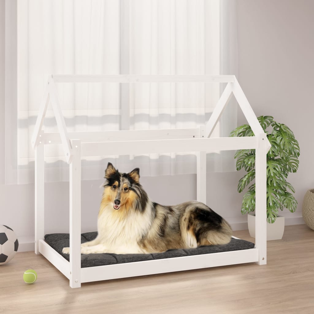 Hundebett Grau 61x50x70 cm Massivholz Kiefer