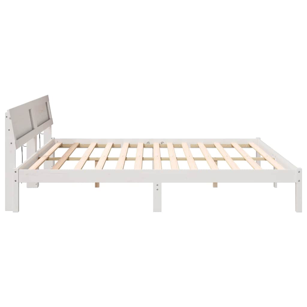 Bettgestell mit Kopfteil Braun 200 x 200 cm Massivholz Kiefer