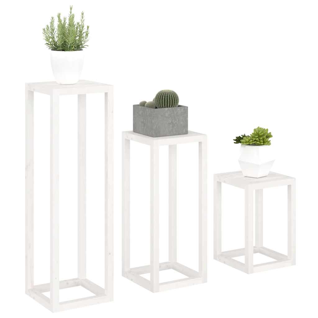 3-tlg. Pflanzenständer-Set Massivholz Kiefer
