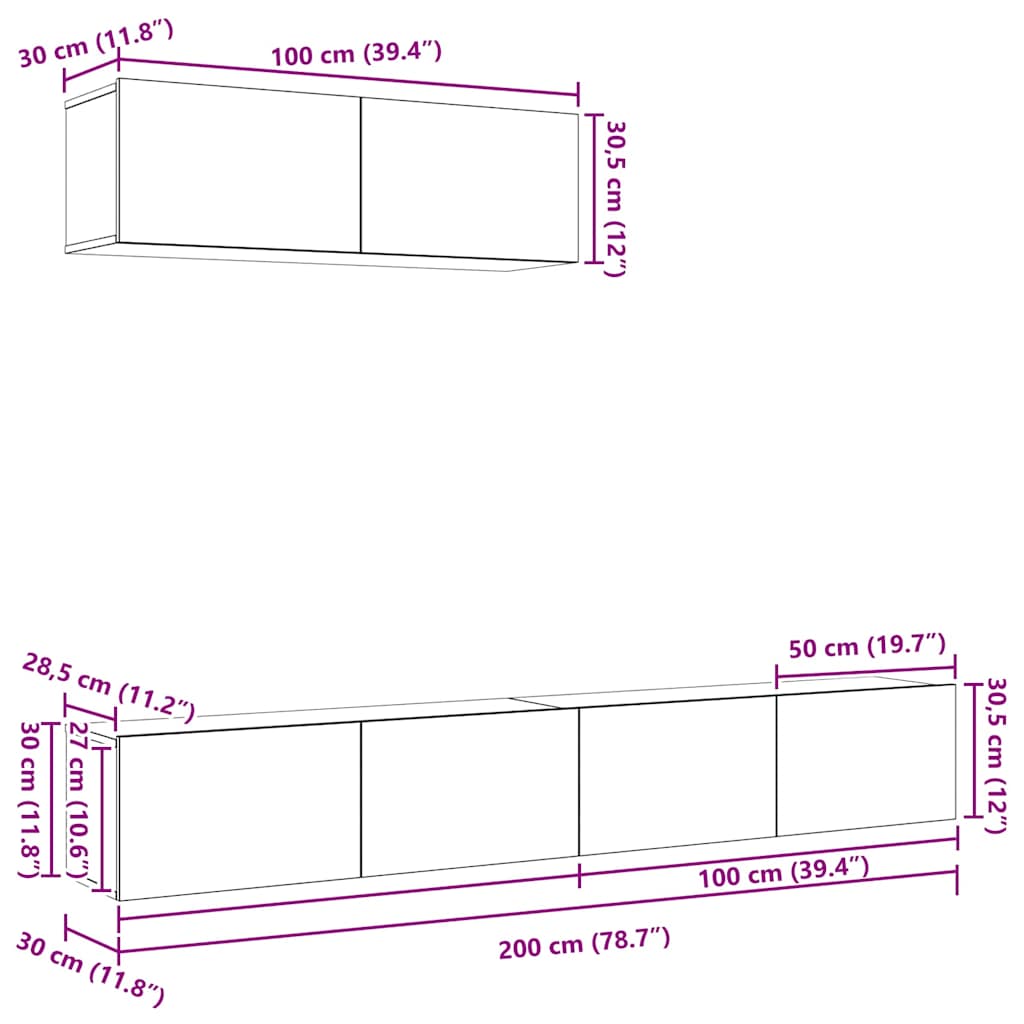 3-tlg. TV-Schrank-Set Weiß Holzwerkstoff