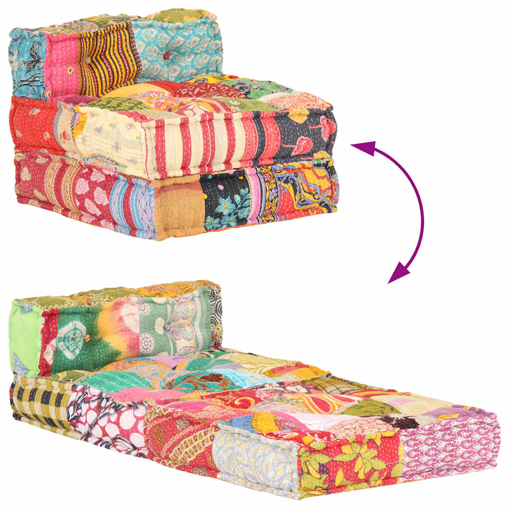 2-Sitzer Modularer Pouf Patchwork Stoff