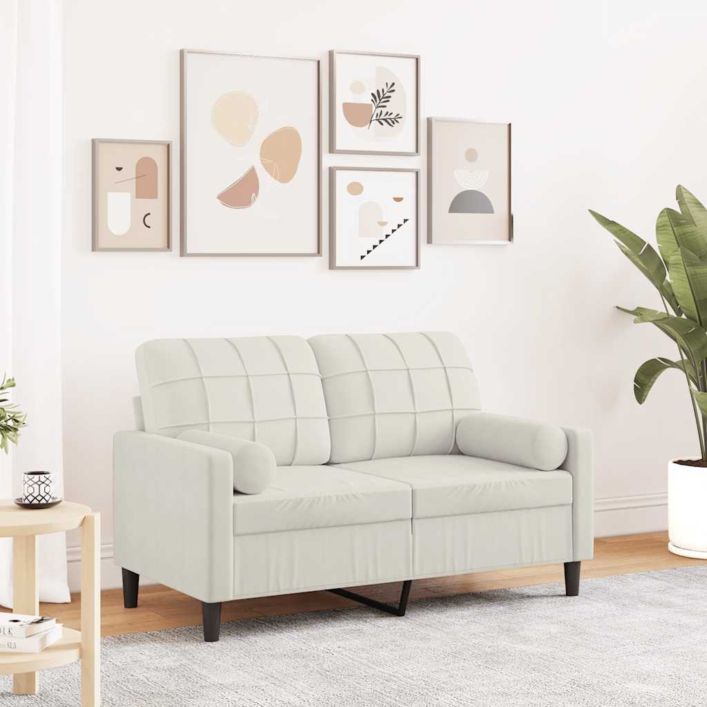 2-Sitzer-Sofa mit Zierkissen Hellgrau 120 cm Samt