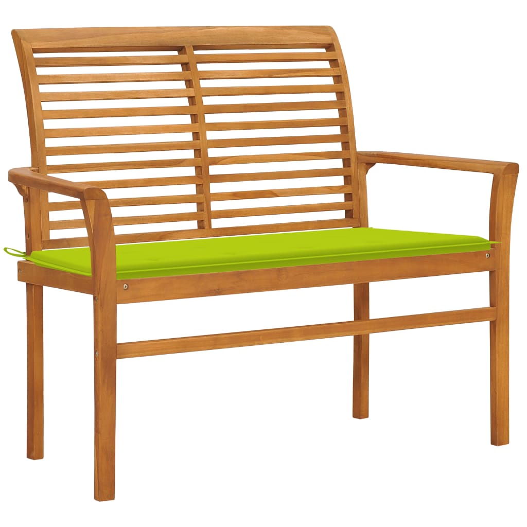Gartenbank mit Anthrazit Auflage 112 cm Massivholz Teak