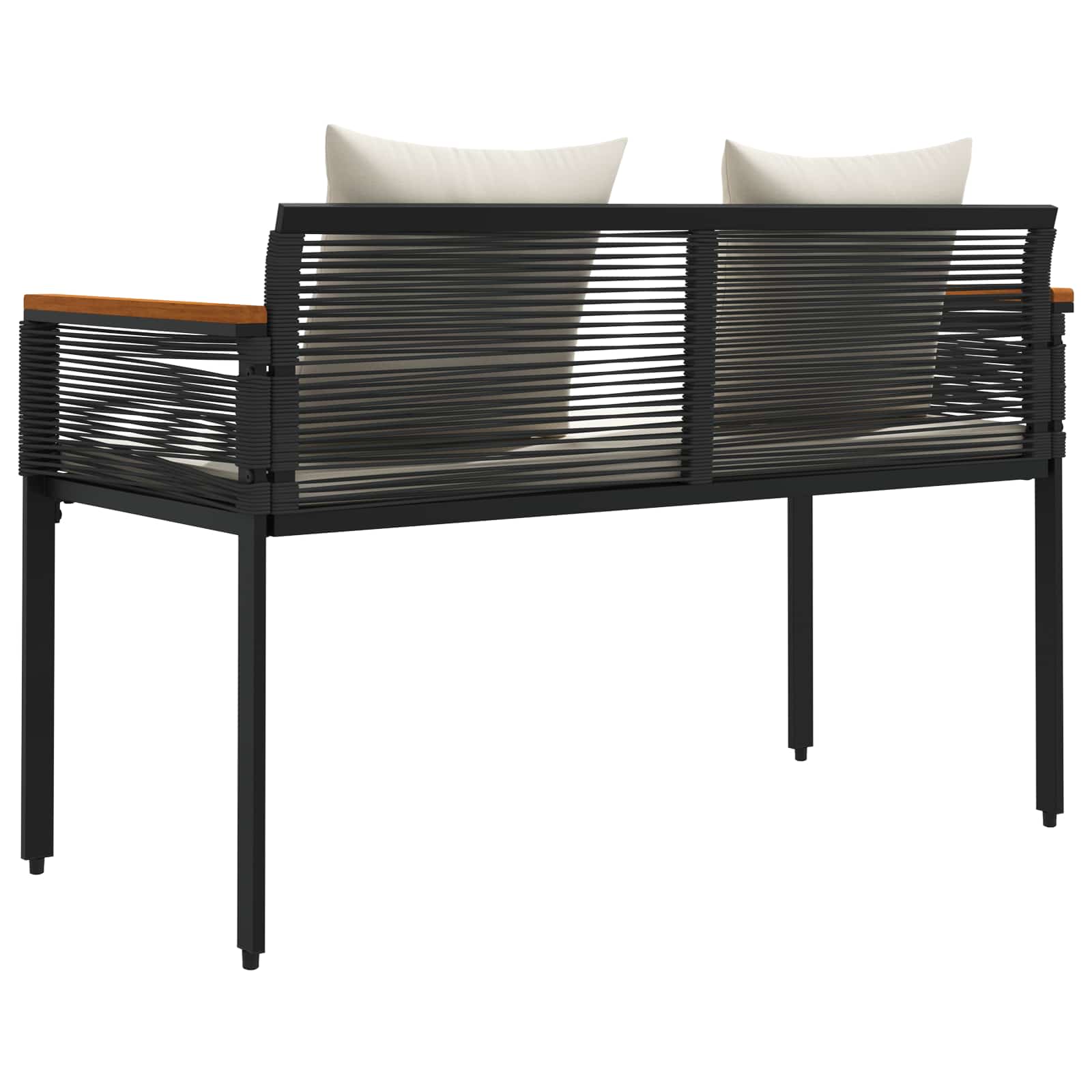 Bank Outdoor mit Kissen Schwarz 117 x 54 x 74,5 cm Poly-Rattan