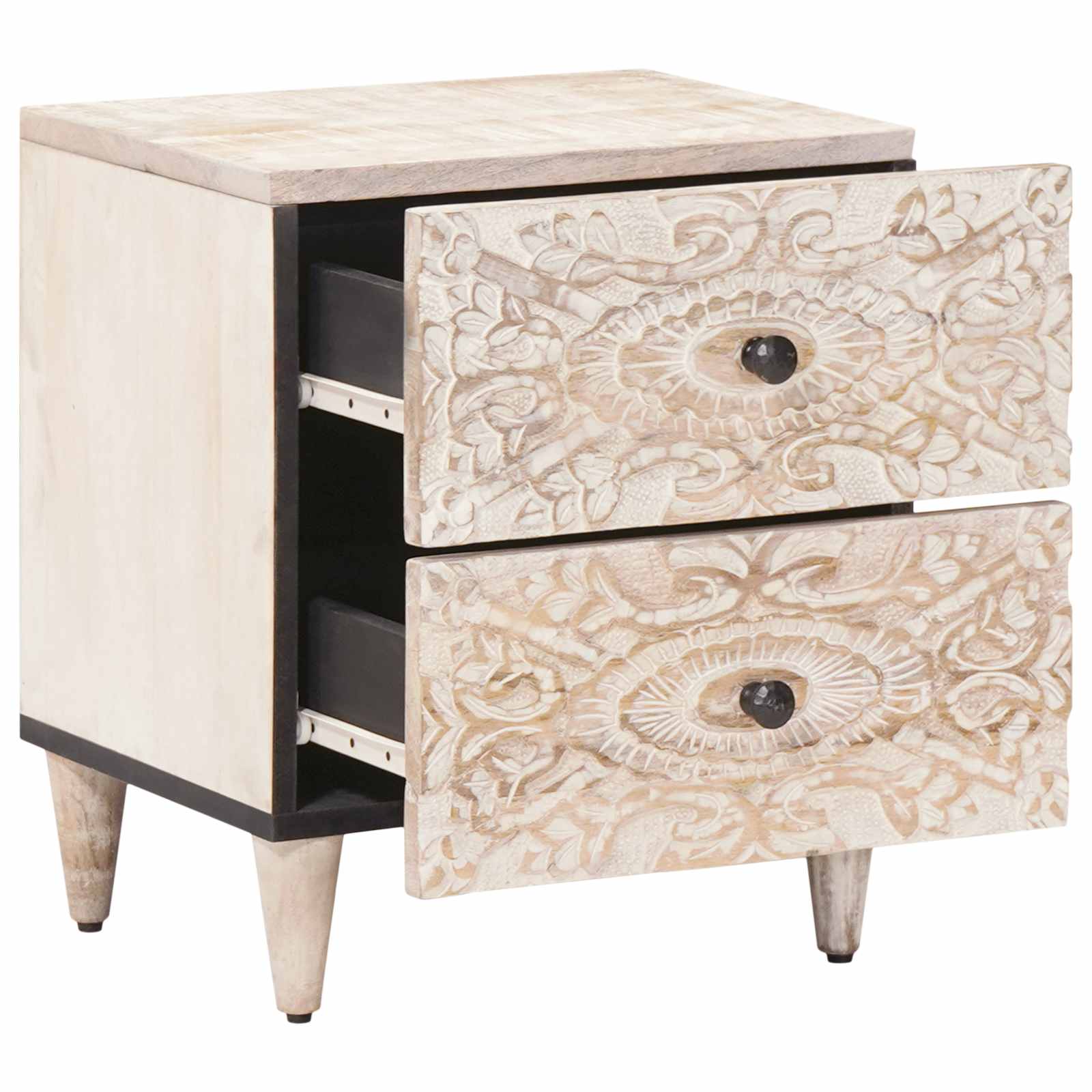 Nachttisch Braun 40 x 33,5 x 46 cm Massivholz Mango