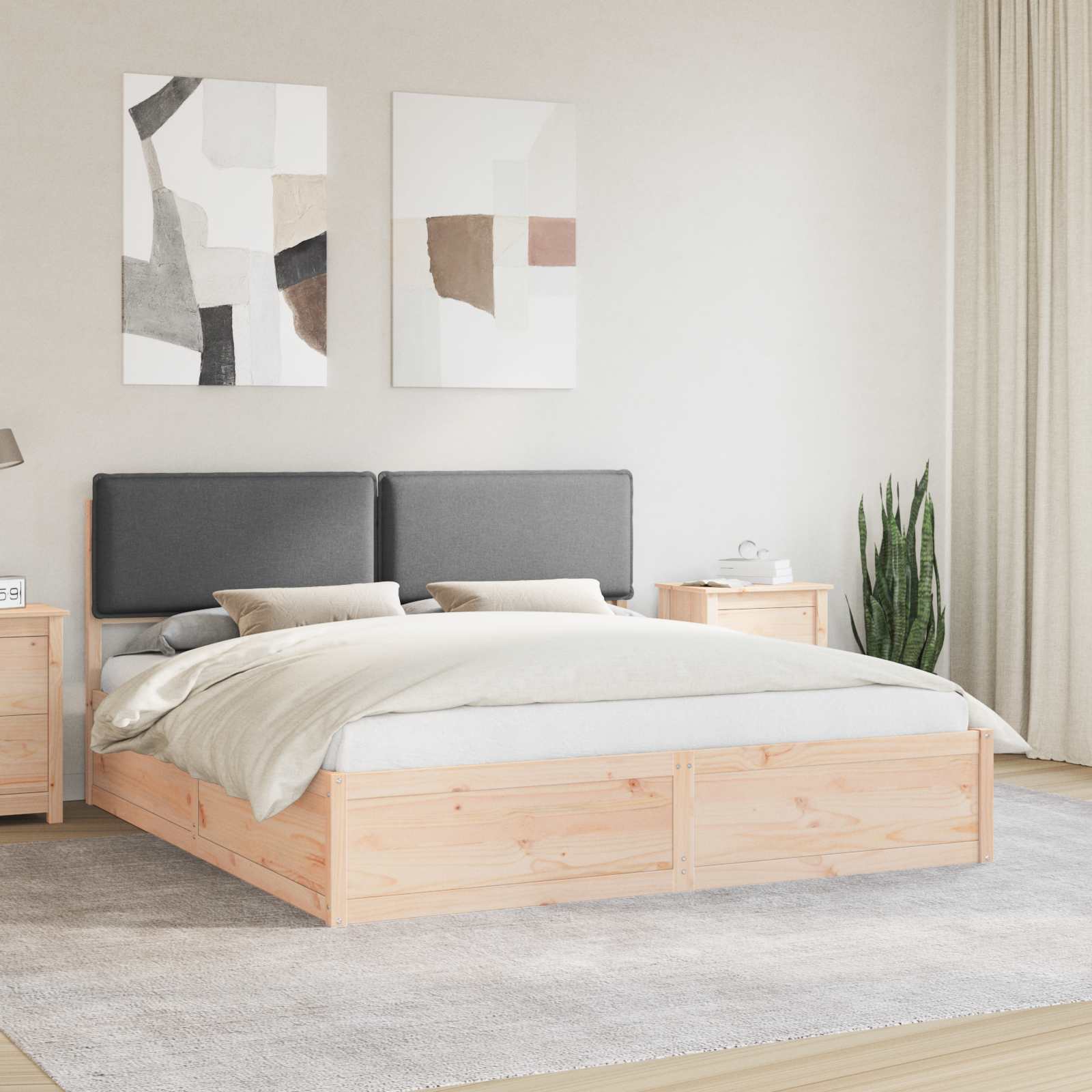 Bettgestell mit gepolstertem Kopfteil Hellgrau 200 x 200 cm