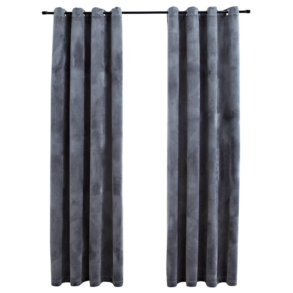 Verdunkelungsvorhänge mit Ösen 2 Stk. Samt Schwarz 140x175 cm