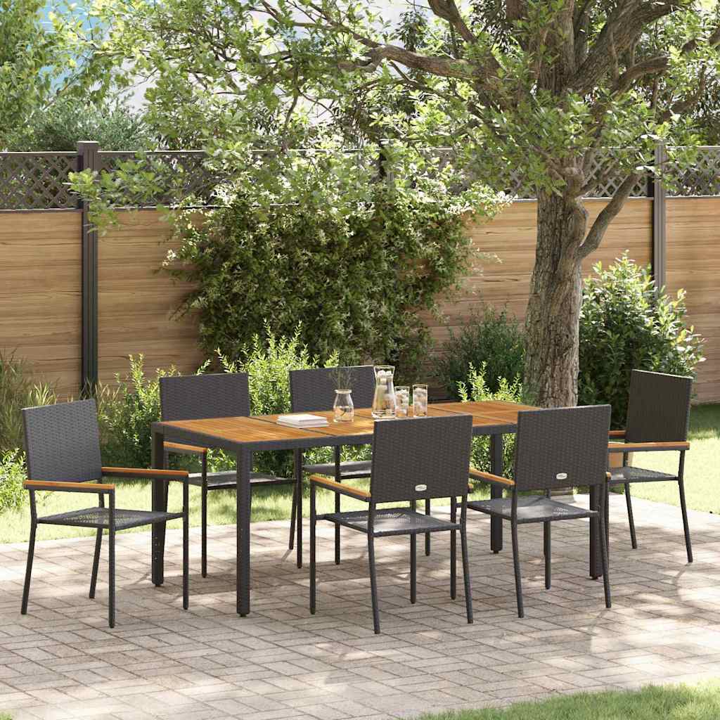 Garten Essgruppe 3 pcs Schwarz Poly-Rattan