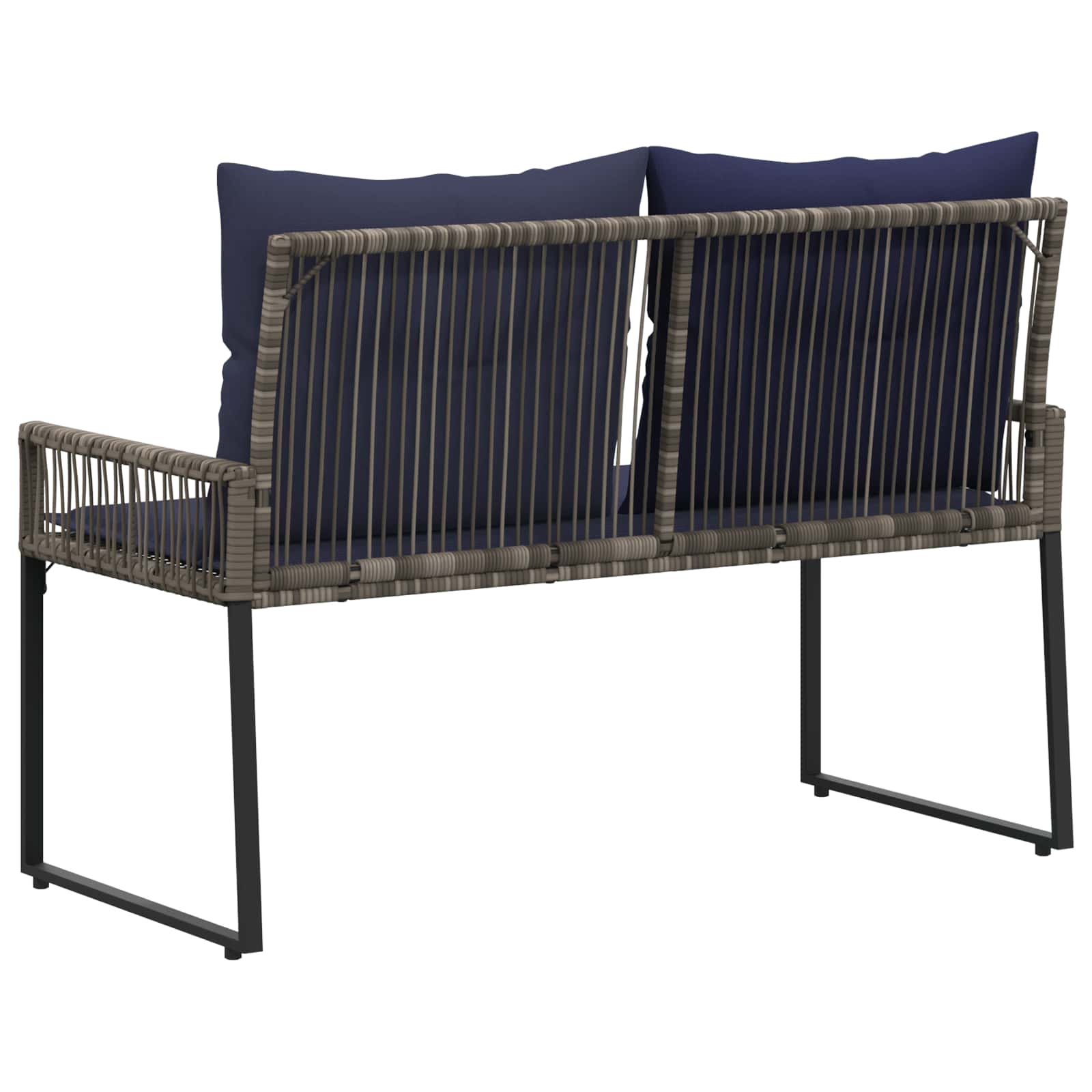 Bank Outdoor mit Kissen 4 pcs Schwarz und Cremeweiß Poly-Rattan