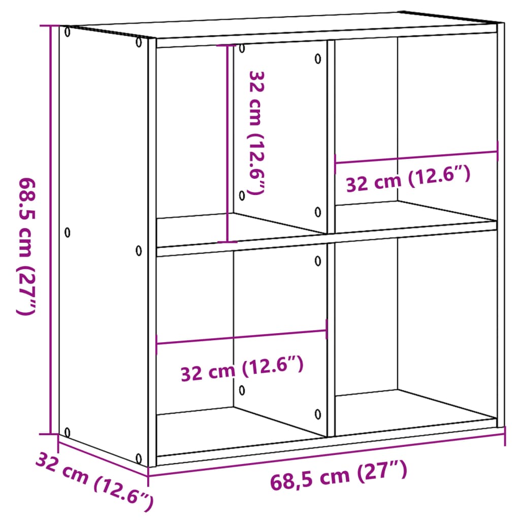 Bücherregal Schwarze Eiche 102 x 32 x 102 cm