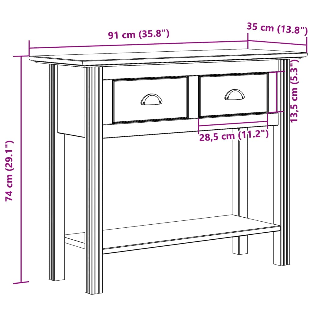 Konsolentisch BODO Honigbraun 91 x 34,7 x 74 cm Holzwerkstoff