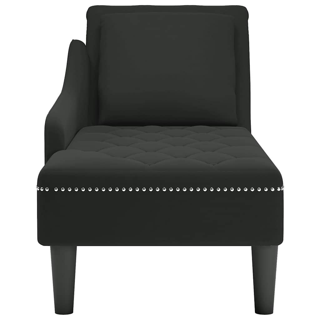 Chaiselongue mit Kissen und Rechter Armlehne Blau Samt