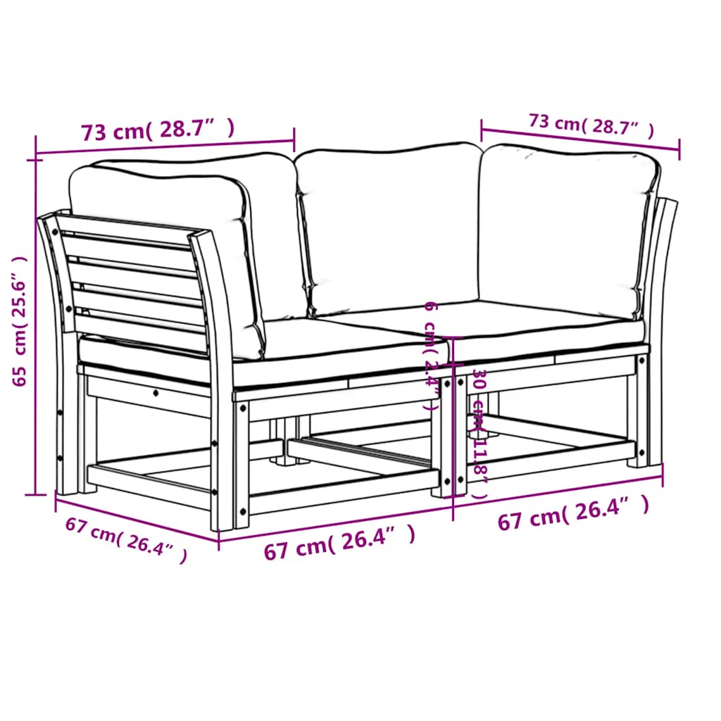 4-tlg. Garten-Lounge-Set mit Kissen Massivholz Akazie