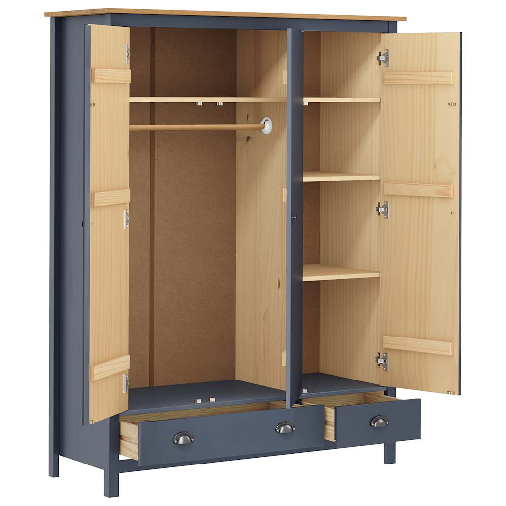 Kleiderschrank mit 3 Türen Hill 127x50x170cm Massivholz Kiefer