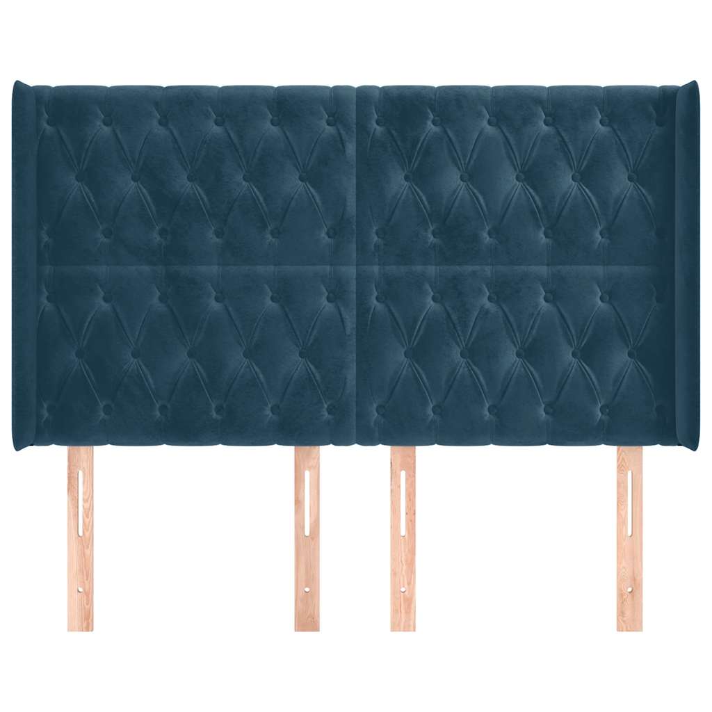 Kopfteil mit Ohren Dunkelblau 93x16x78/88 cm Samt