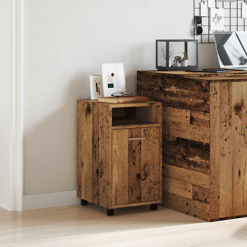 Beistellschrank mit Rollen Weiß 33x38x60 cm Holzwerkstoff