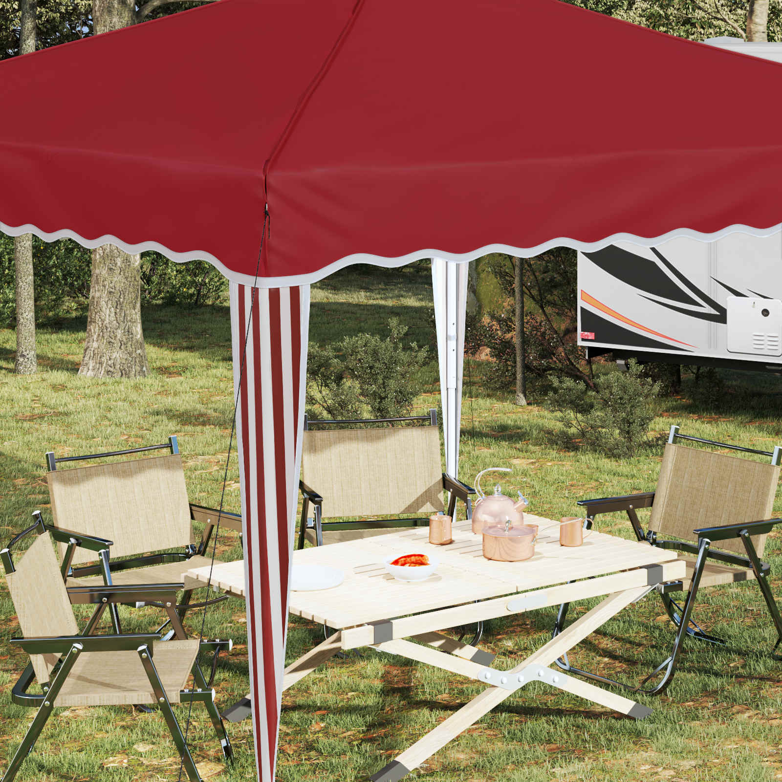 Pop-up Partyzelt 288 x 288 x 245 cm Creme Oxford-Stoff