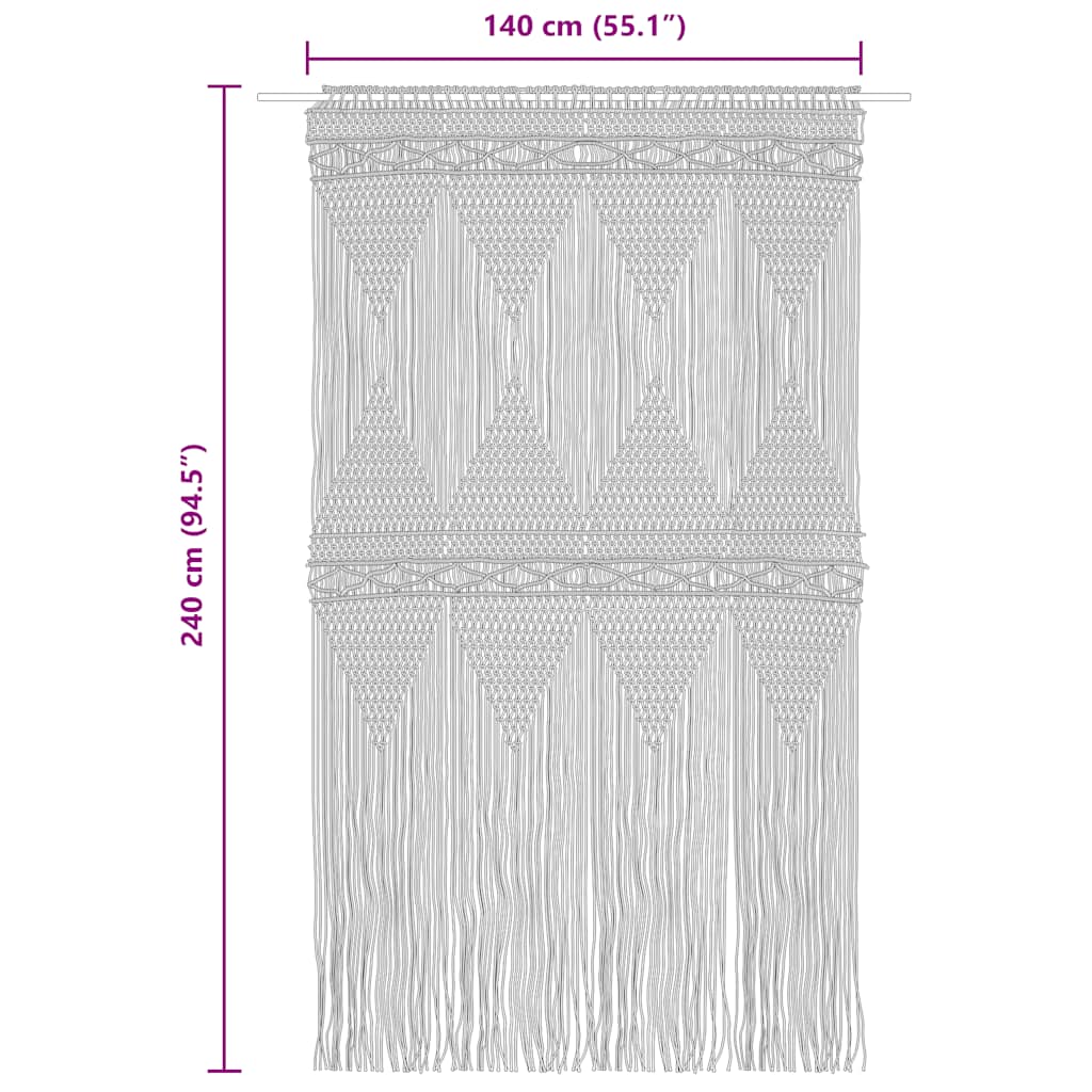 Makramee Vorhang 140x240 cm Baumwolle