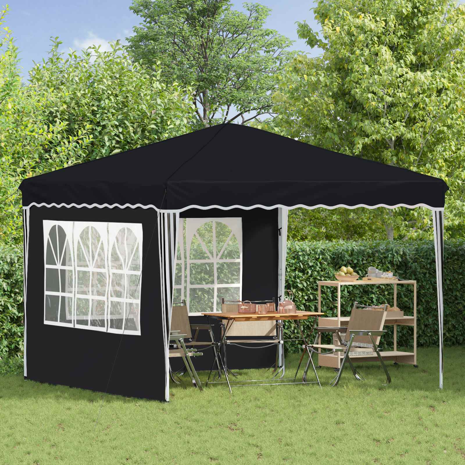 Pop-up Partyzelt 288 x 288 x 245 cm Creme Oxford-Stoff