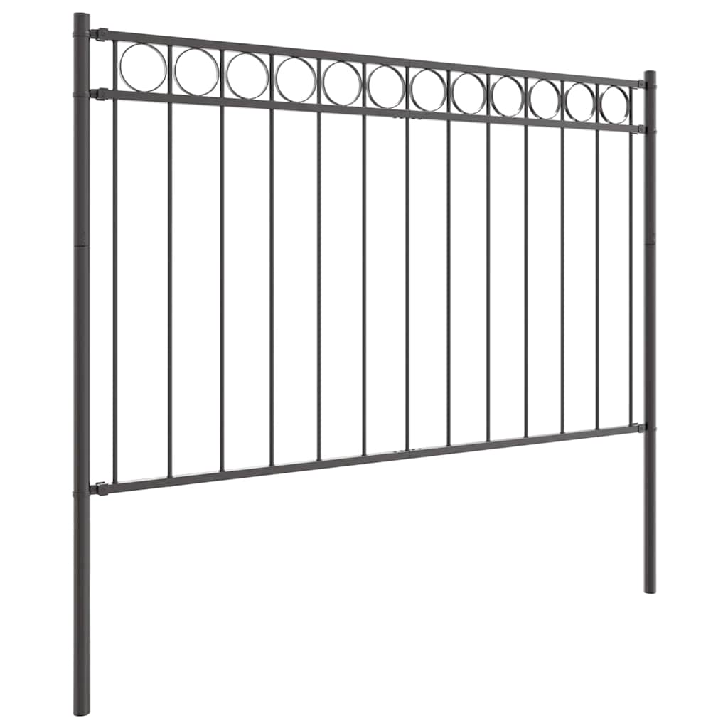 Gartenzaun ASSEN Stahl 1,7 x 0,8 m Schwarz