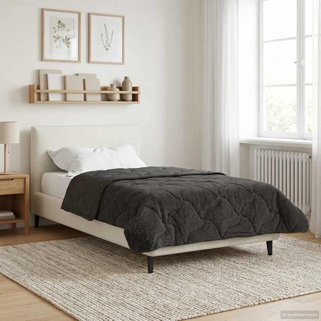 Sommerdecke Anthrazit 135 x 200 cm Mikrofaser und Teddy-Fleece