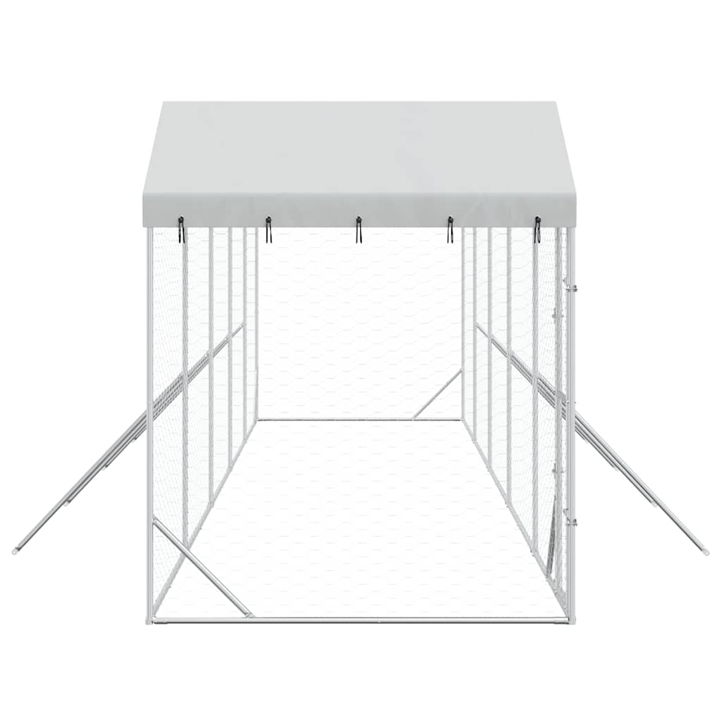 Outdoor-Hundezwinger mit Dach Silber 2x2x2,5 m Verzinkter Stahl