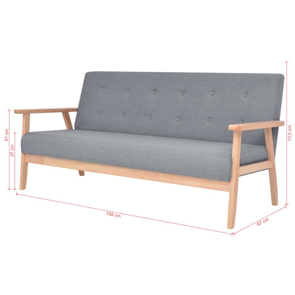 2-Sitzer-Sofa Stoff Hellgrau