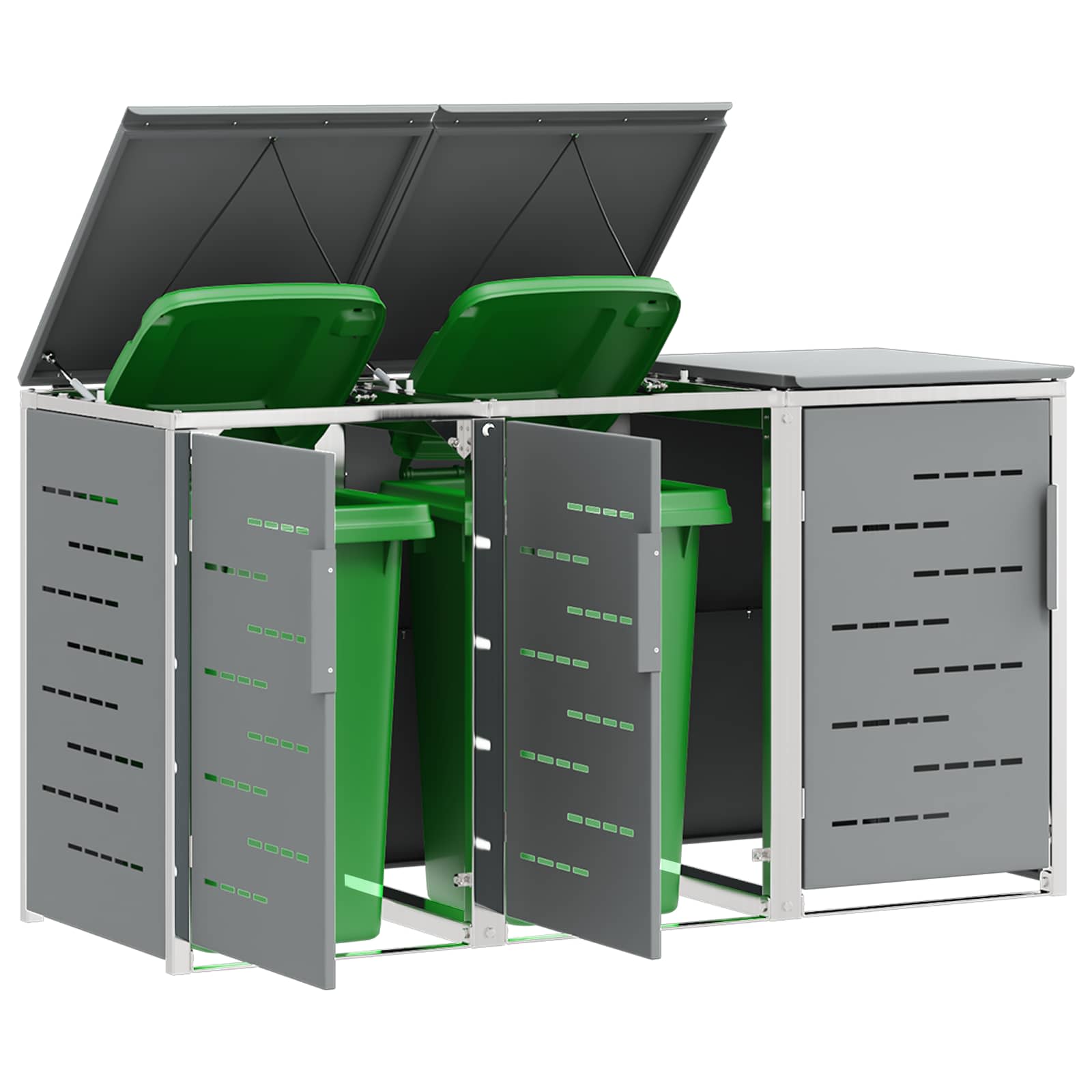 Mülltonnenbox for 2 Bins 240L Edelstahl Schwarz