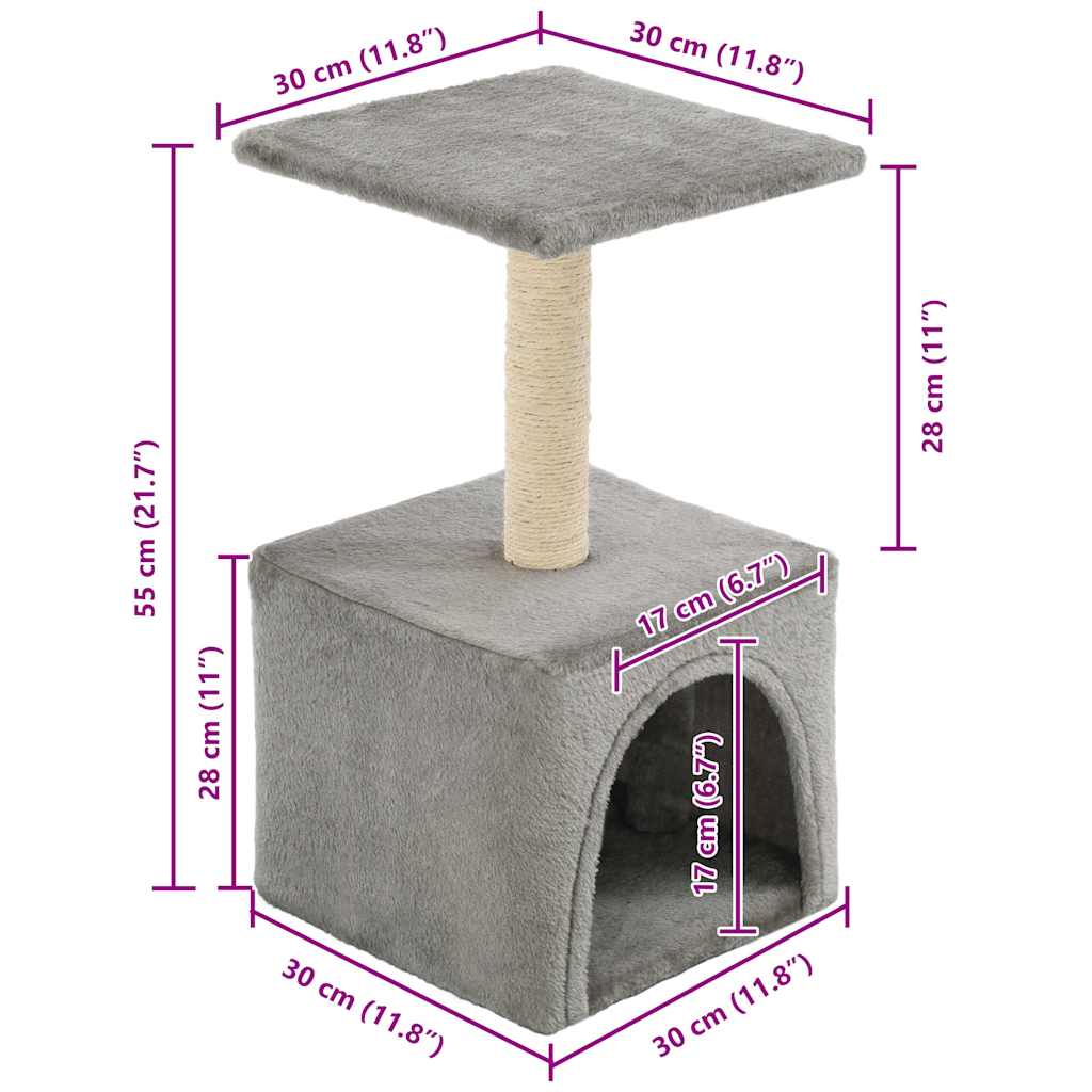 Katzen-Kratzbaum Sisal 55 cm Grau