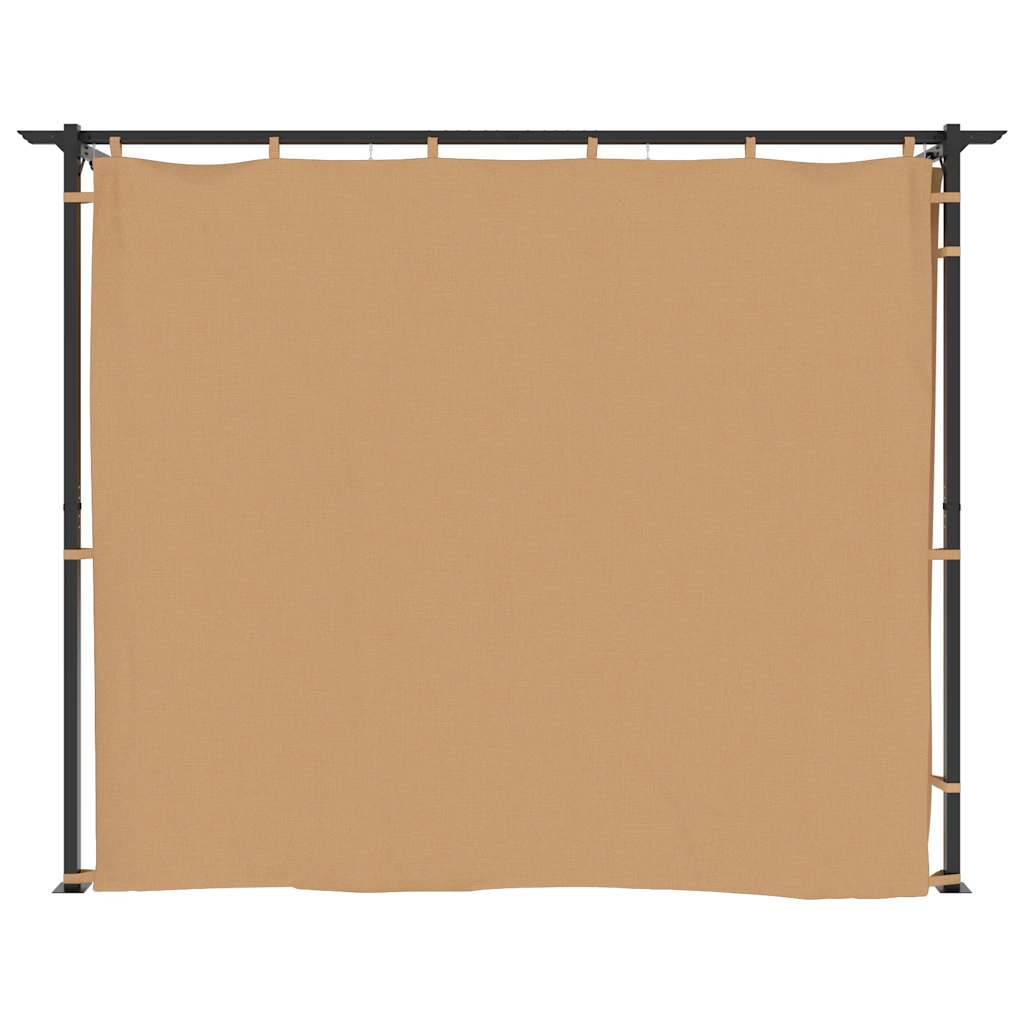 Pavillon mit Vorhängen 3x3 m Taupe Stahl