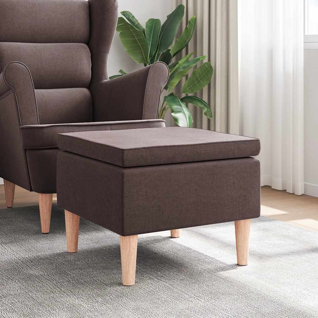 Hocker mit Holzbeinen Schwarz Stoff