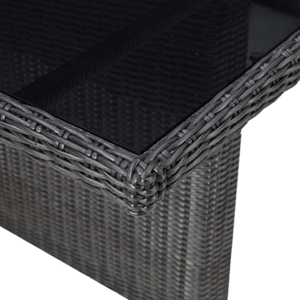 Garten-Esstisch Braun 200x100x74 cm Glas und Poly Rattan
