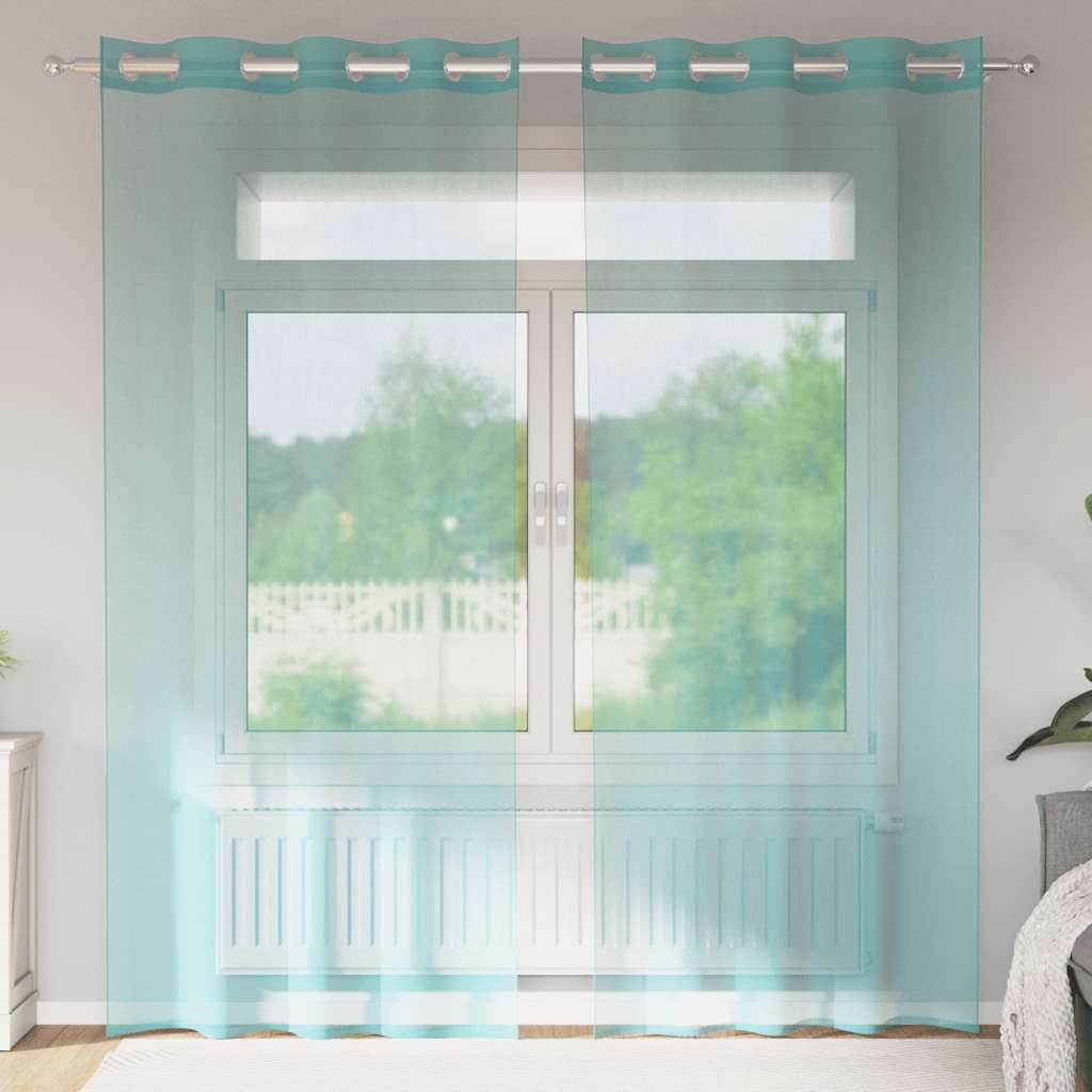 Voile Vorhänge mit Ösen 2 Stk. Apfelgrün 140x140 cm